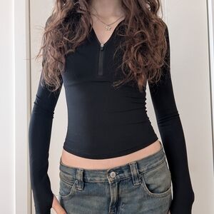 Garage Black Long Sleeve Zip-Up Tee